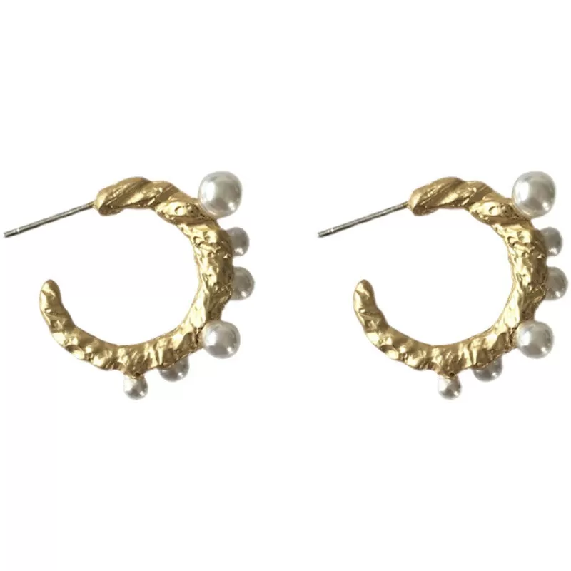 Semicircular Bridal Pearl Earrings