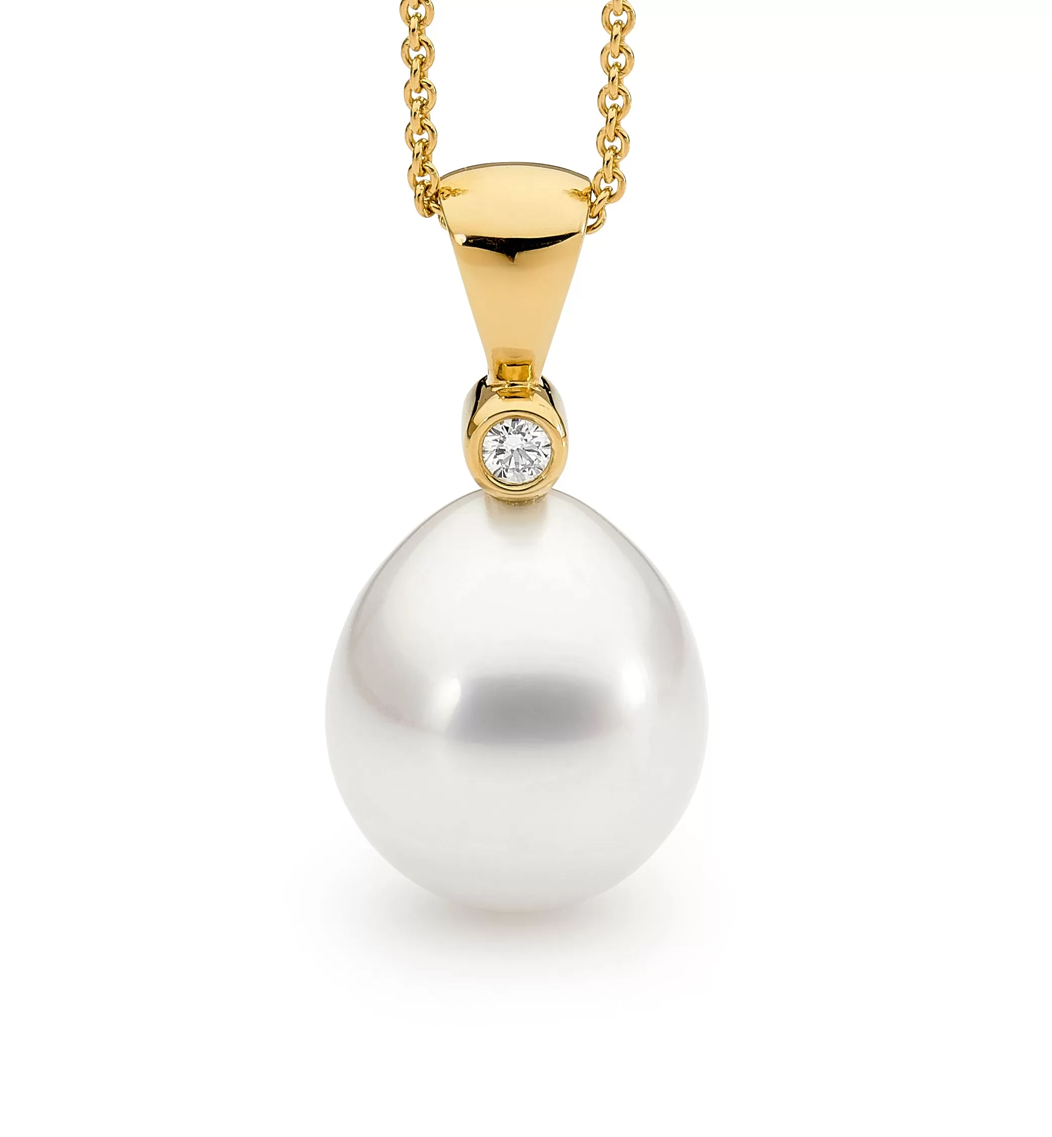 Signature V Shaped Diamond and Pearl Pendant