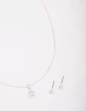 Silver Pear Drop Jewellery Set