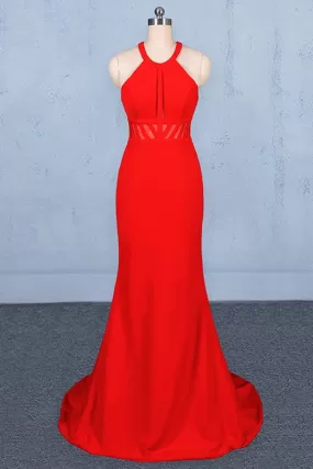 Simple Red Mermaid Long Prom Dresses Elegant Party Dresses Prom Gowns