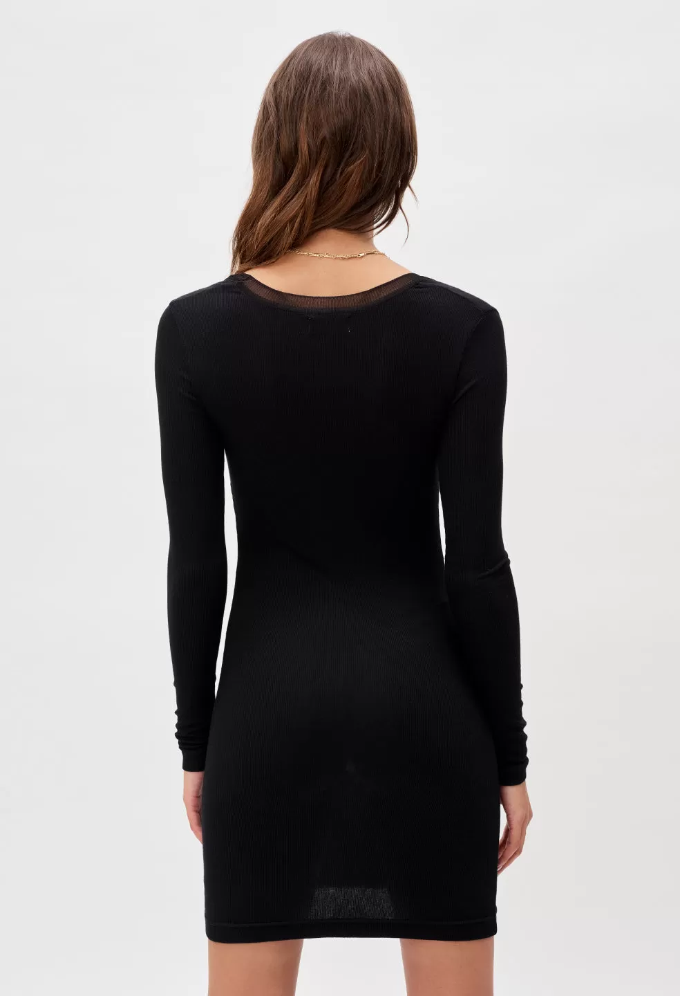 Slinky LS Scoop Neck Mini Dress / Black