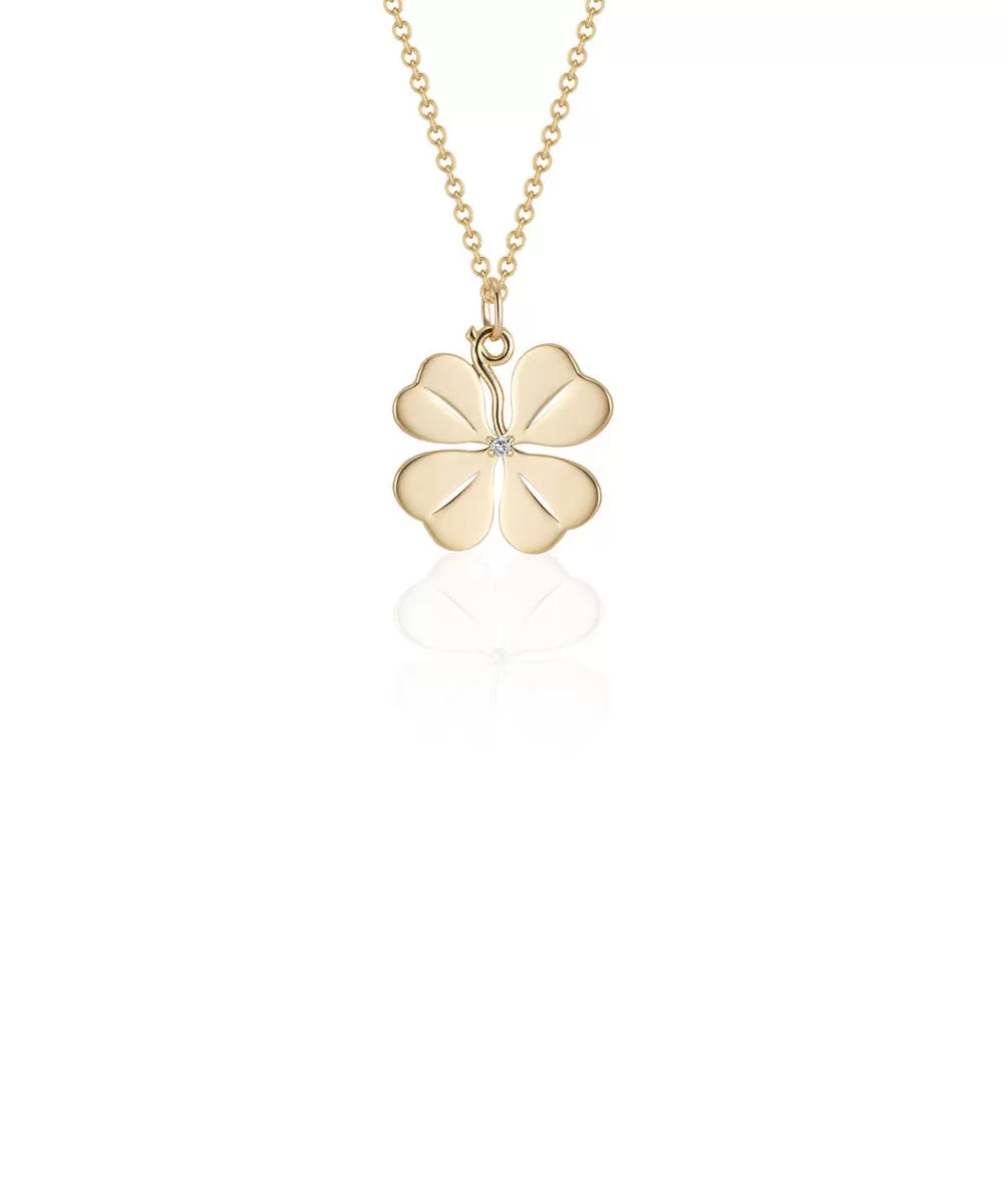 Small Four Leaf Clover Pendant, Diamond