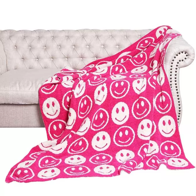 Smile Patterned Reversible Throw Blanket