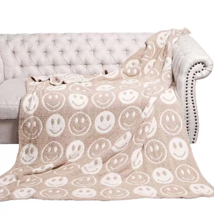 Smile Patterned Reversible Throw Blanket