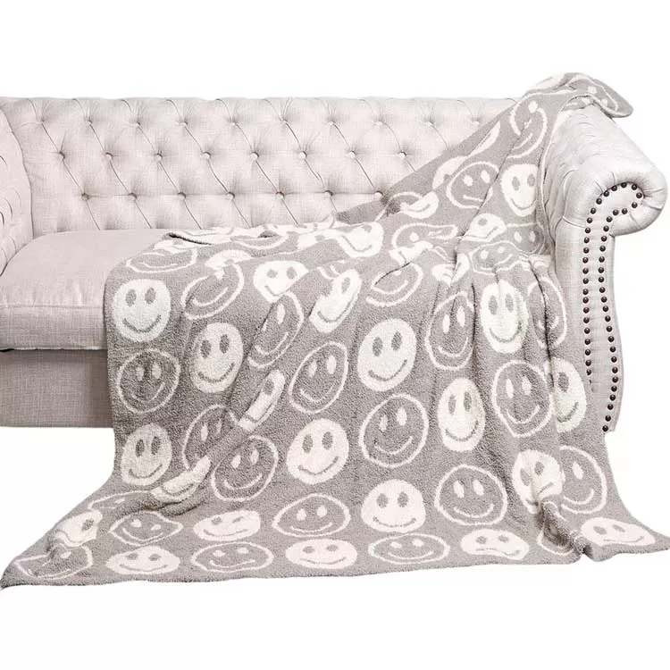 Smile Patterned Reversible Throw Blanket