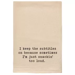 Snackin' in Style: Natural Cotton Tea Towel - 'Subtitles On for Loud Snackin