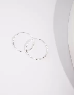 Sterling Silver 25mm Texture Hoop Earrings