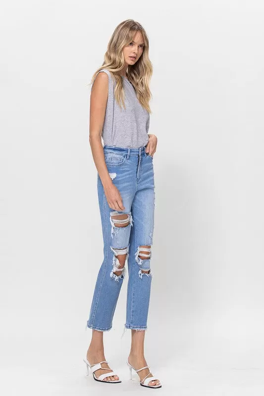 STRETCH SUPER HIGH RISE CROP STRAIGHT