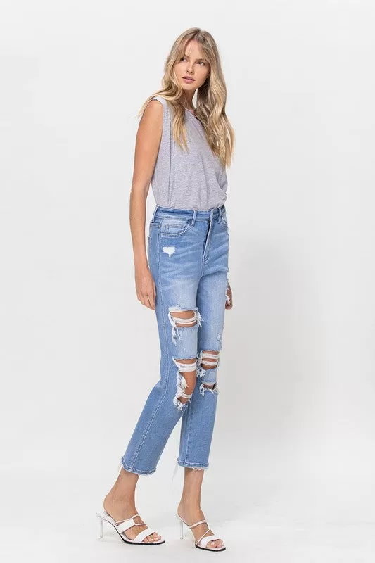 STRETCH SUPER HIGH RISE CROP STRAIGHT