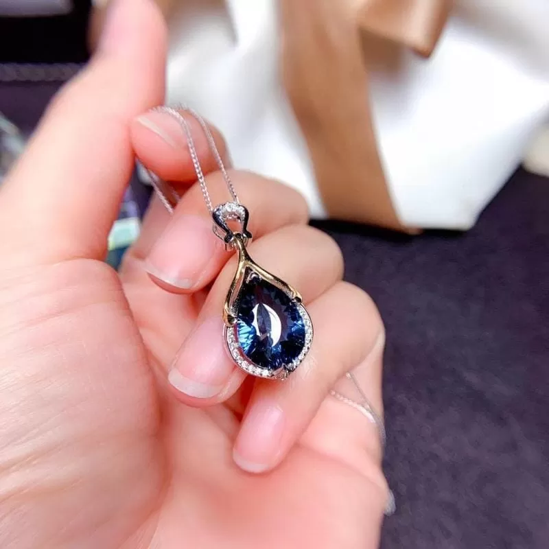 Teardrop Sapphire Crystal Pendant Necklace