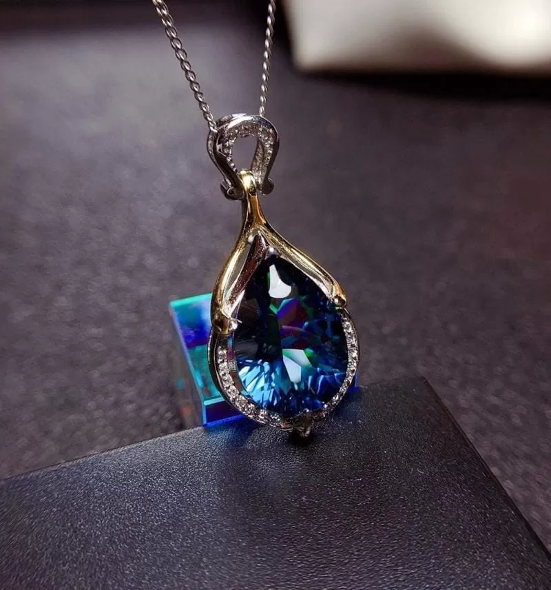 Teardrop Sapphire Crystal Pendant Necklace