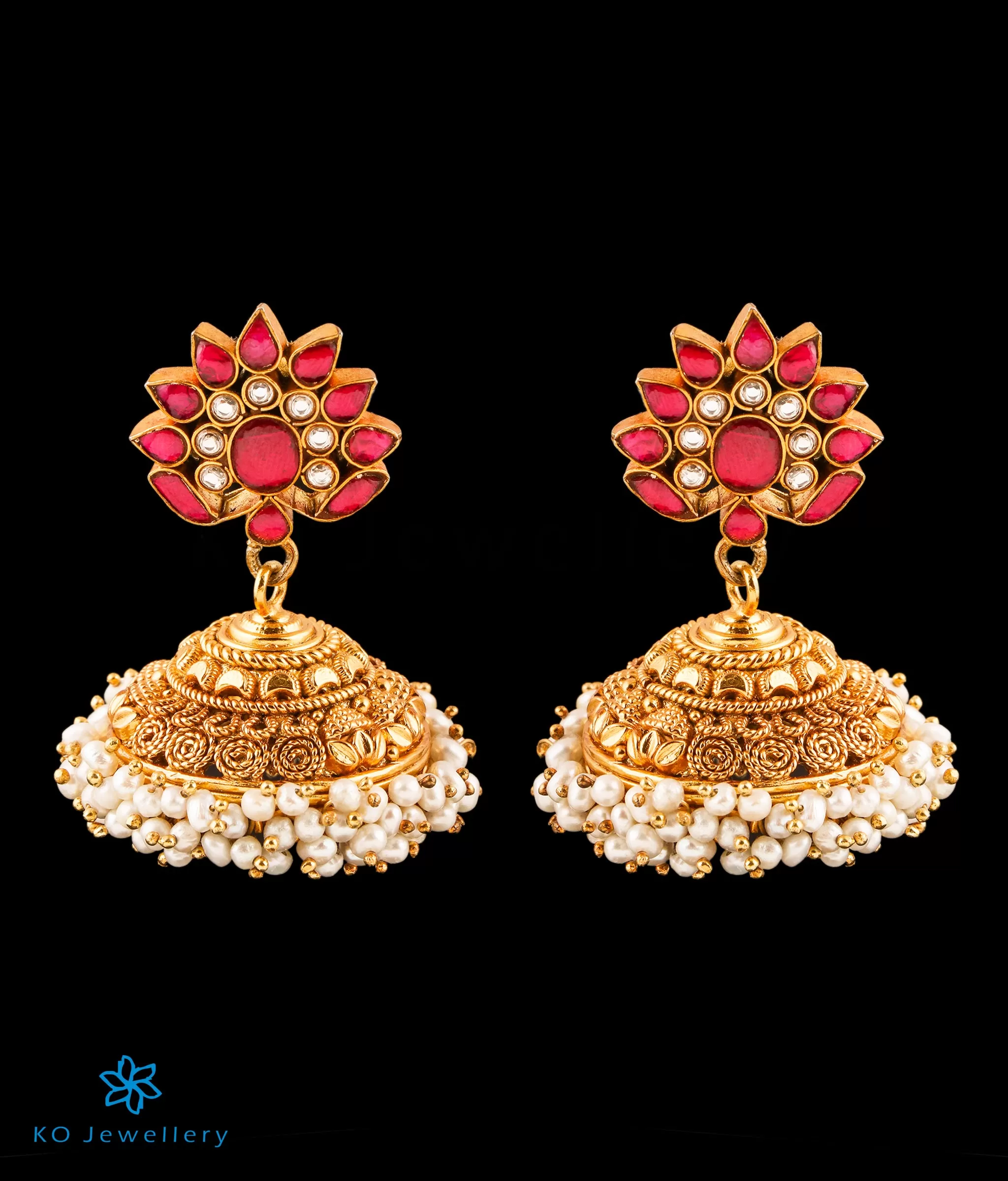 The Ishani Silver Kundan Jhumkas