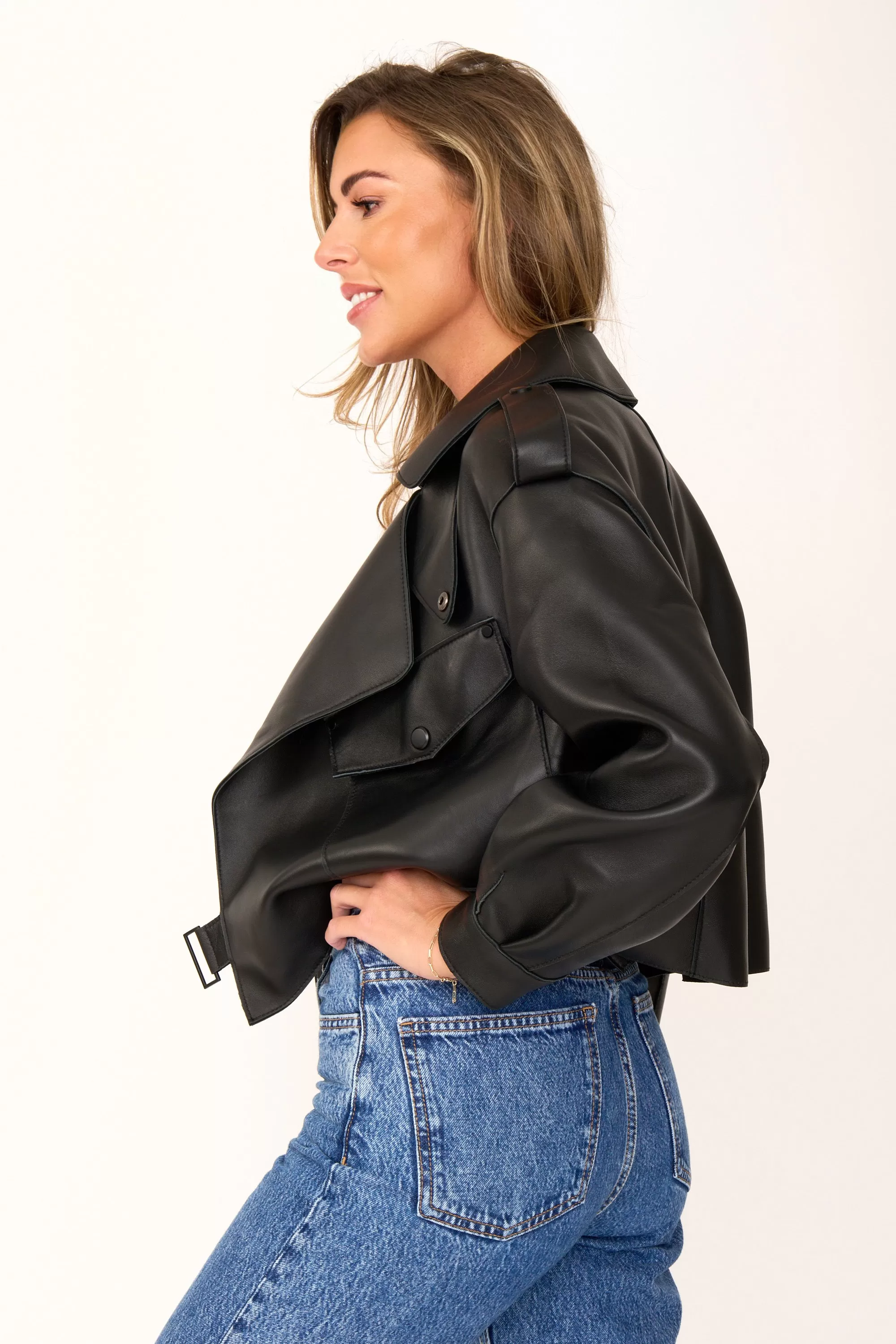 The Popski Oversized Leather in Black