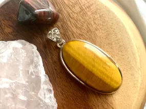 Tiger’s Eye Ariel Pendant - XLong Oval (Designed Bail)