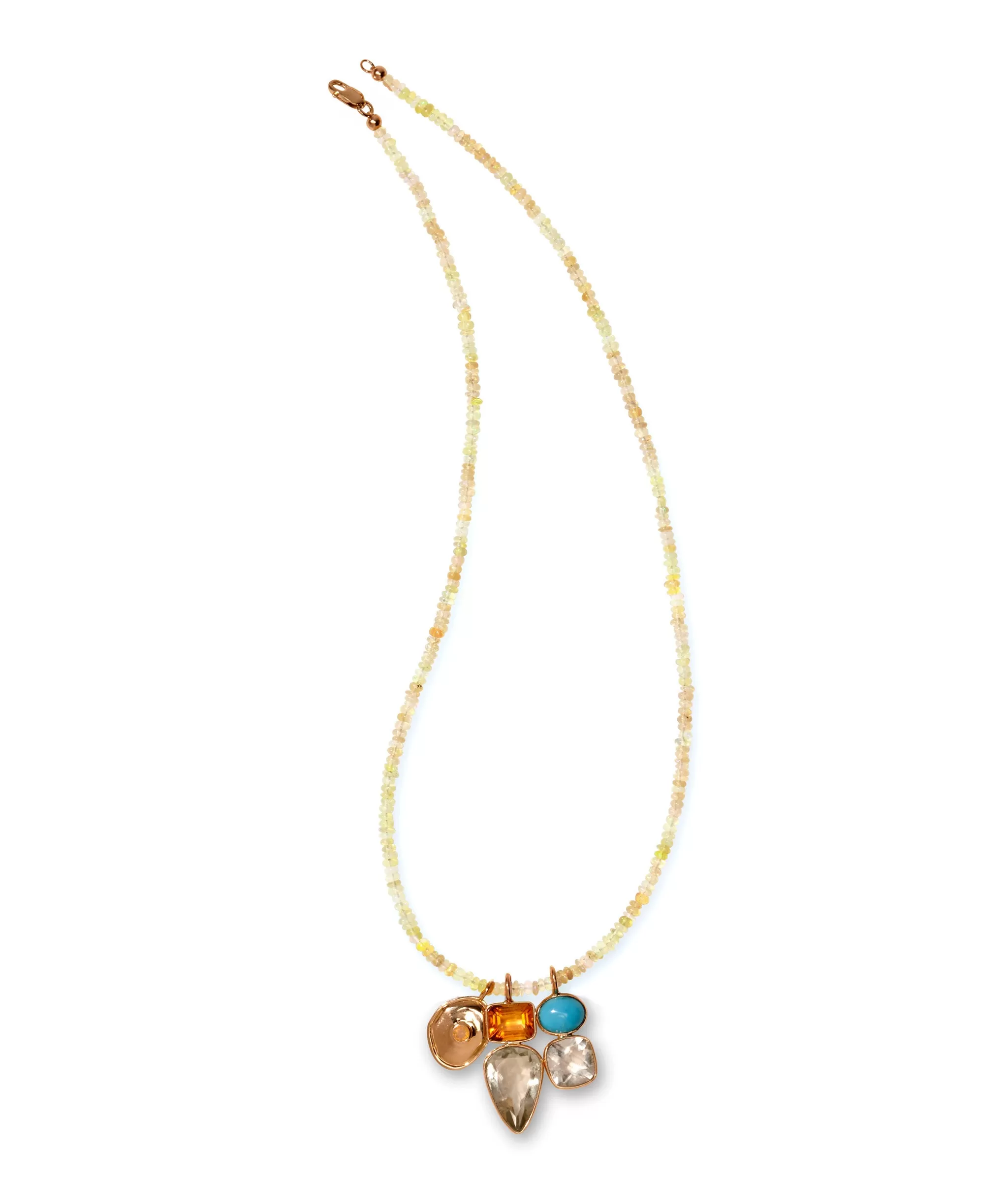 Tiny Beaded 14k Gold Necklace in Opal