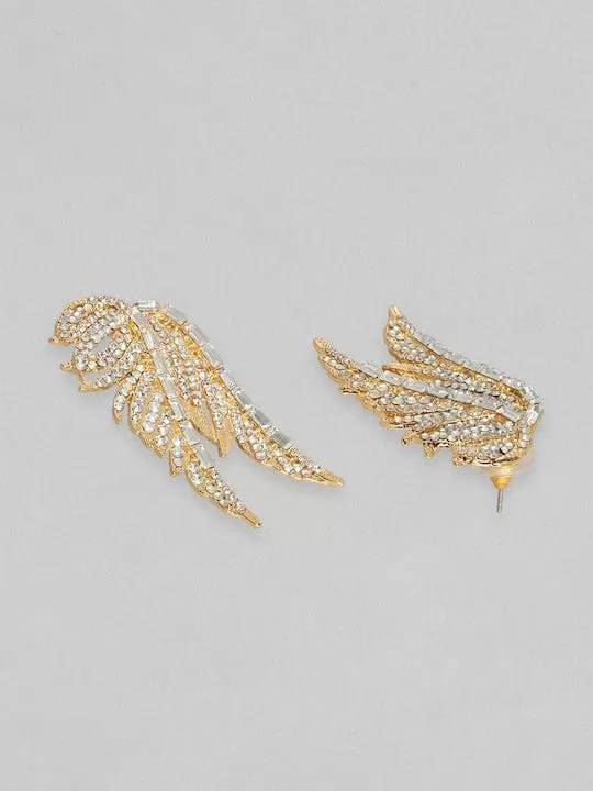 TOKYO TALKIES X Rubans 18K Gold Plated Zirconia Studded Wing Motif Stud Earrings