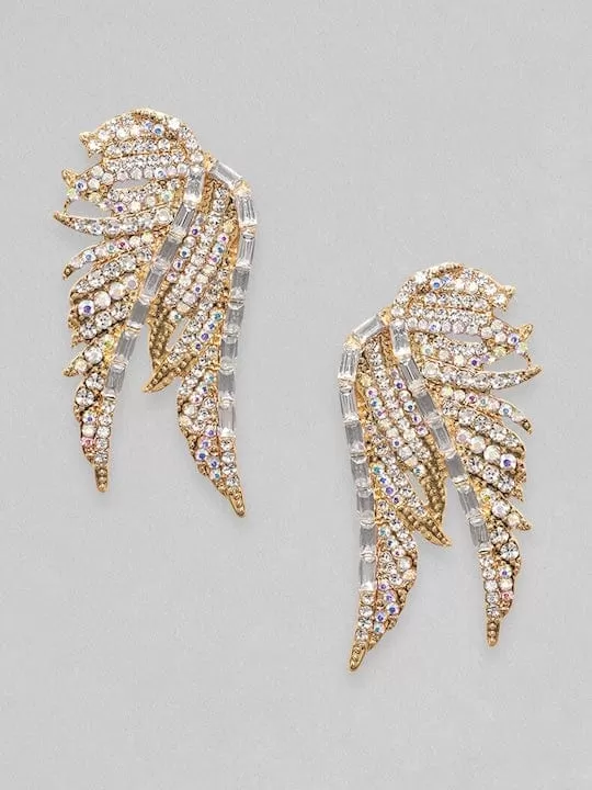 TOKYO TALKIES X Rubans 18K Gold Plated Zirconia Studded Wing Motif Stud Earrings