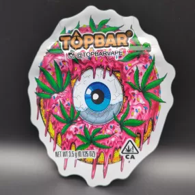 Top Bar 3.5g Weed Donut with Eye Mylar Bags Die Cut