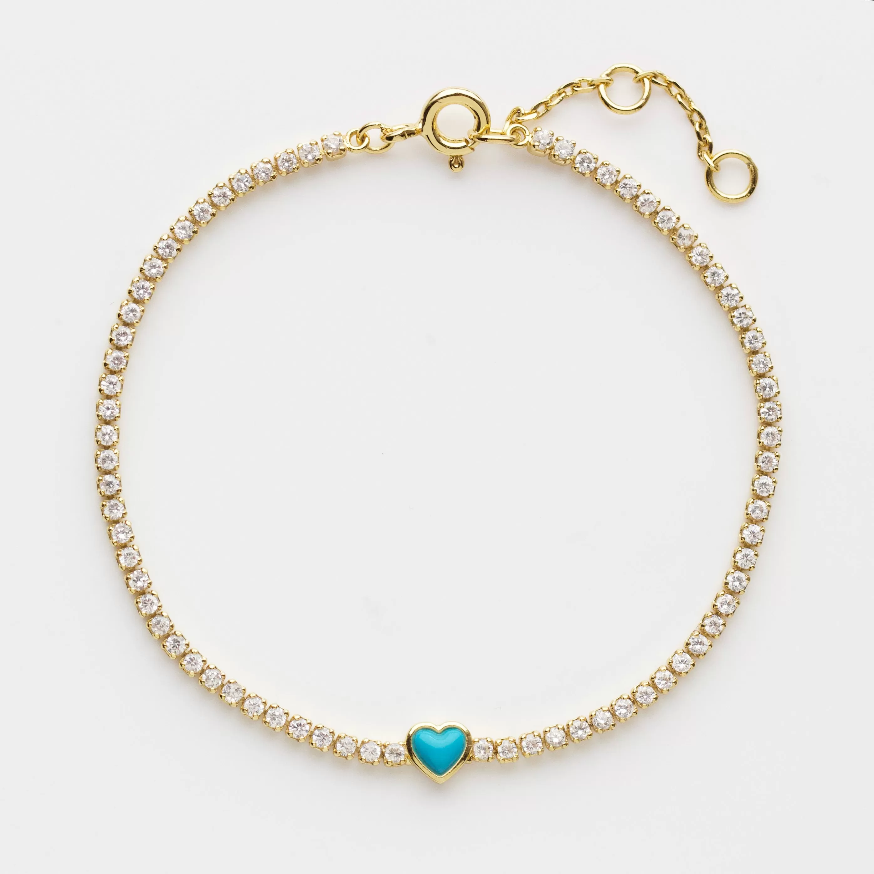 Turquoise Heart Tennis Bracelet