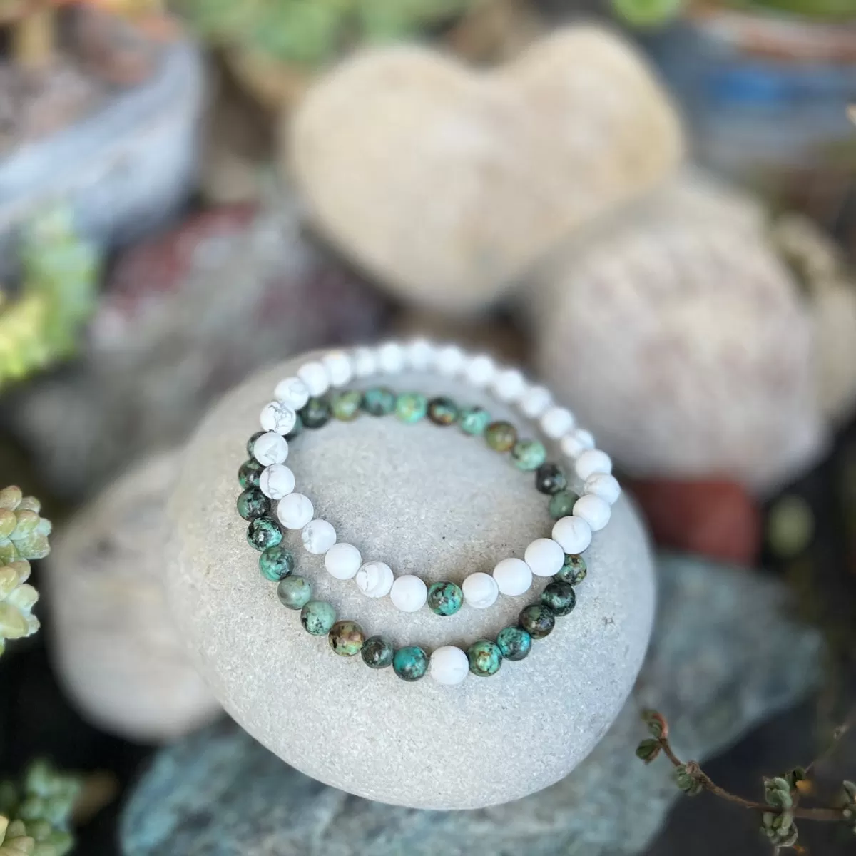 TWOgether Bracelet Pair: Turquoise and Howlite