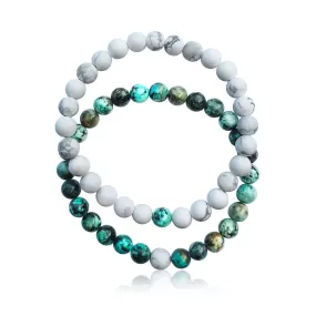 TWOgether Bracelet Pair: Turquoise and Howlite