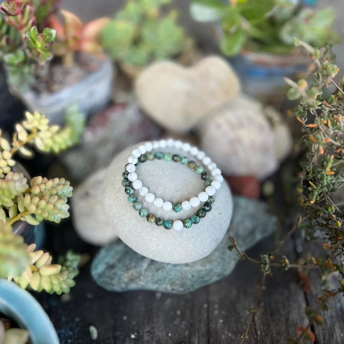 TWOgether Bracelet Pair: Turquoise and Howlite