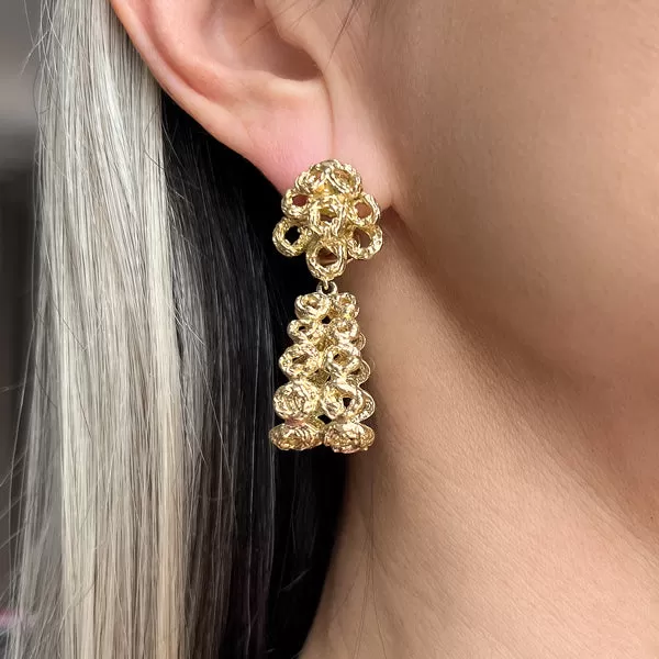 Vintage Day/ Night Gold Drop Earrings