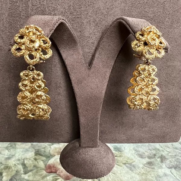 Vintage Day/ Night Gold Drop Earrings