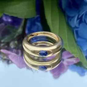 Vintage Gypsy Set Cabochon Sapphire Ring