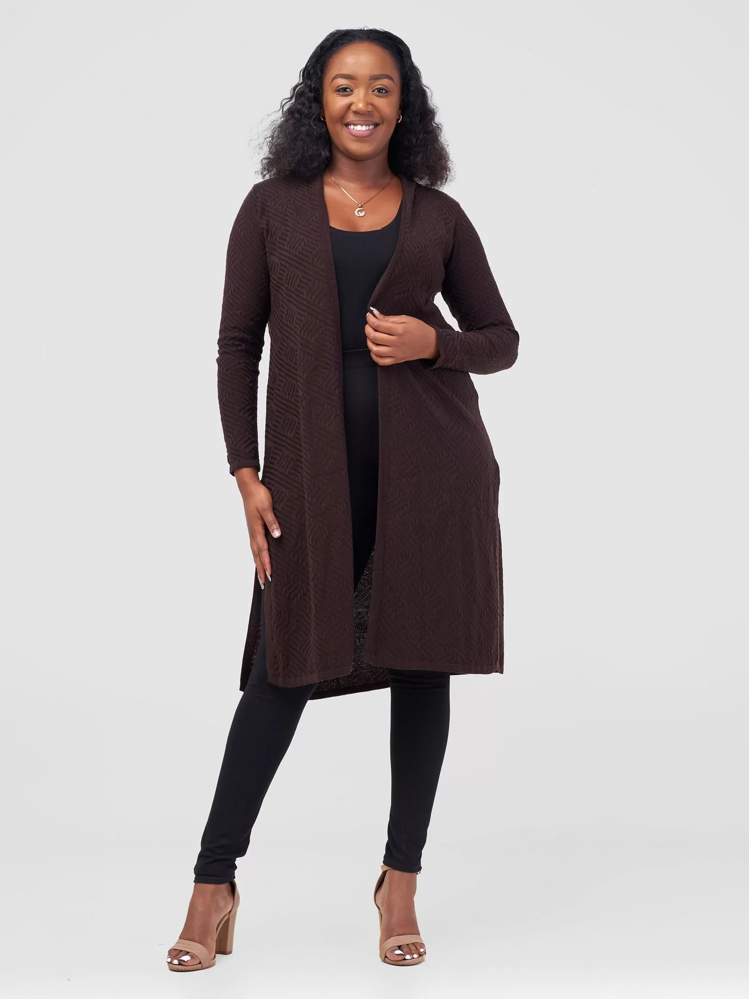 Vivo Side Slit Midi Waterfall -Dark Chocolate