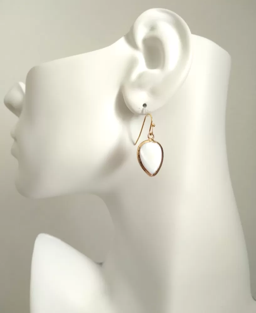 White Mother of Pearl Single Drop Earrings