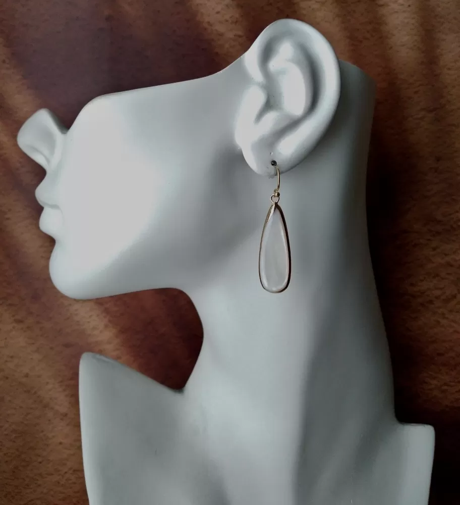 White Mother of Pearl Single Drop Earrings