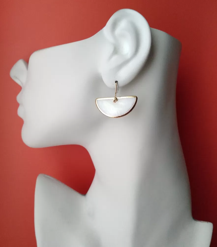 White Mother of Pearl Single Drop Earrings