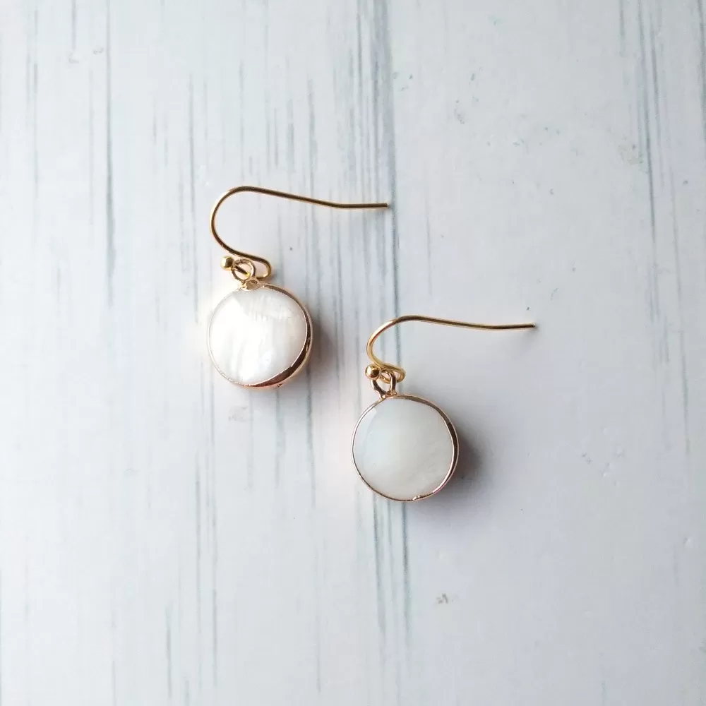 White Mother of Pearl Single Drop Earrings