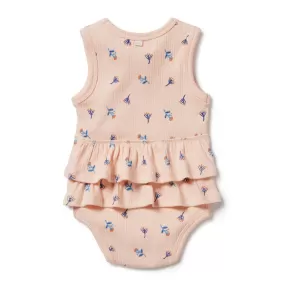 Wilson & Frenchy Little Flower Organic Rib Ruffle Bodysuit