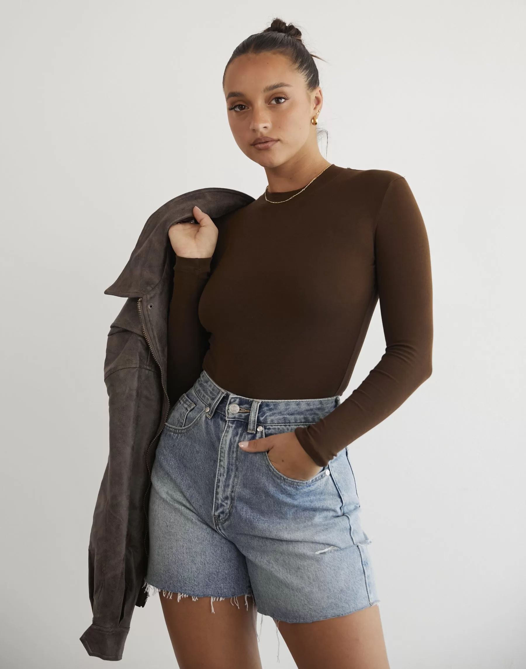 Wisteria Long Sleeve Bodysuit (Brown)